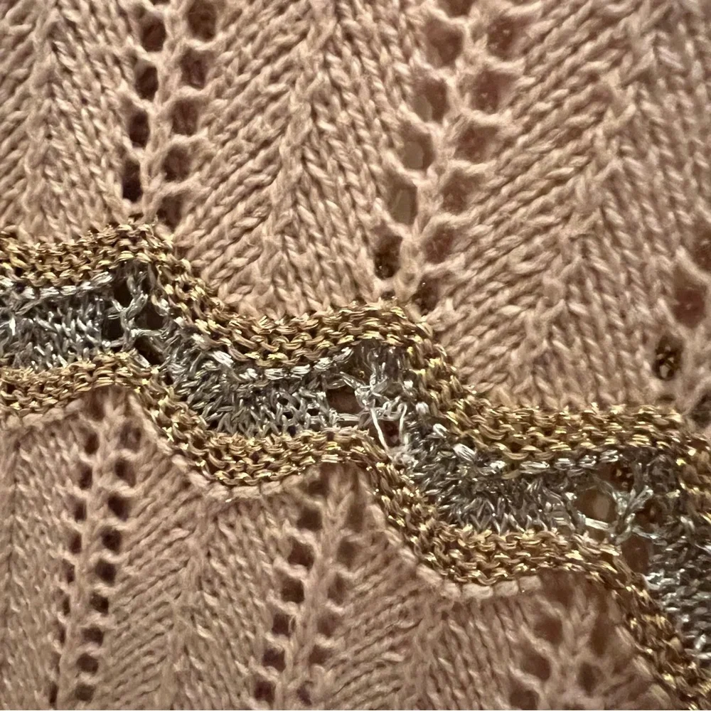 THE GREAT Beige Open Knit Metallic Sweater - Picture 5 of 8